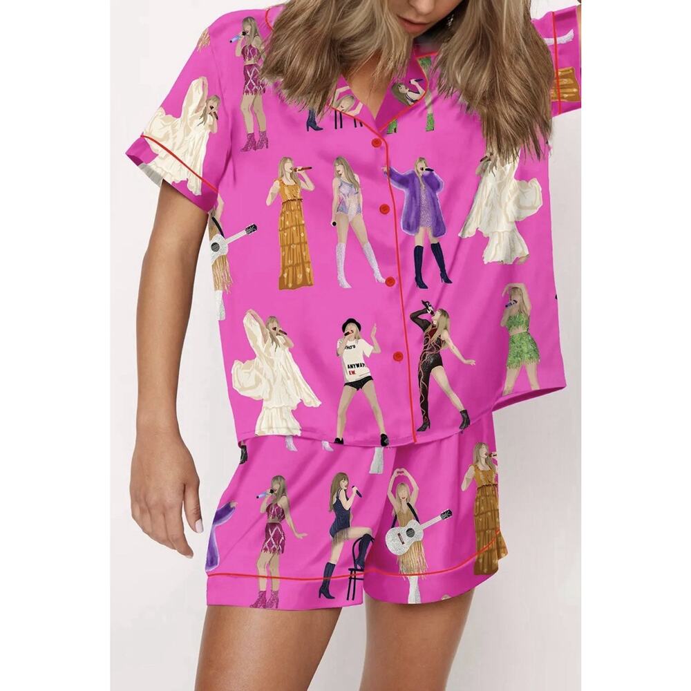 Sheshow Taylor Swift Music Artists Tour Pajama Set For Women Size S